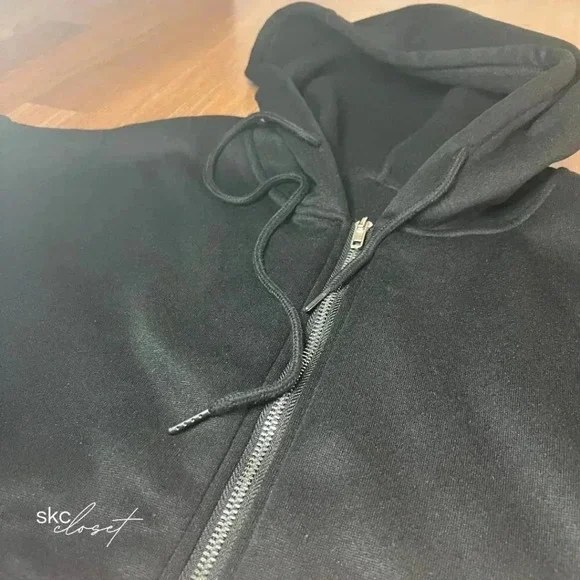 SHEIN MOOSTA Black Drawstring Drop Shoulder Hoodie, Small - Picture 4 of 10